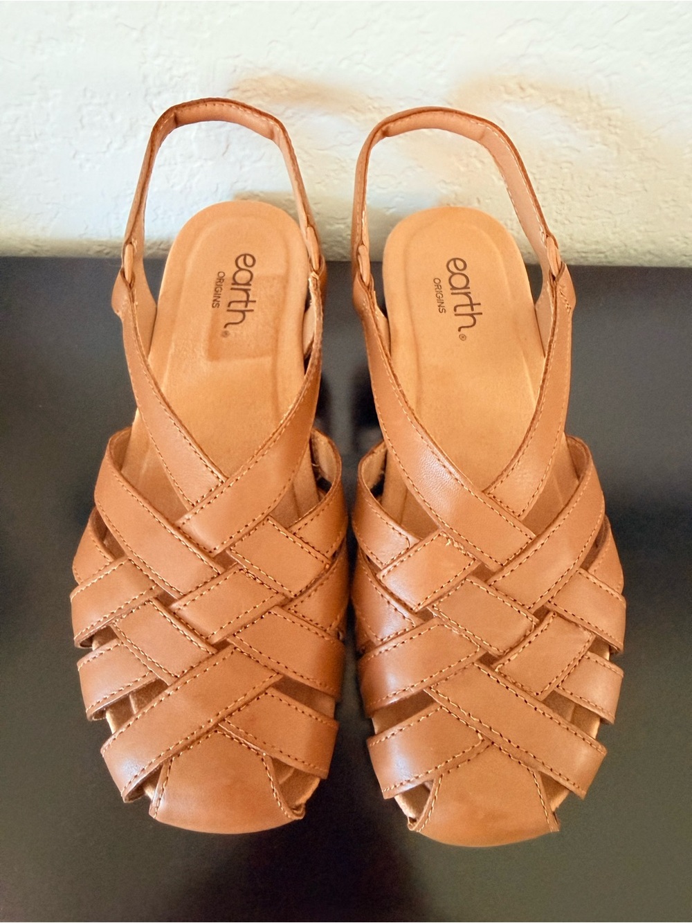 Earth Origins Cognac Woven Slingback Sandals